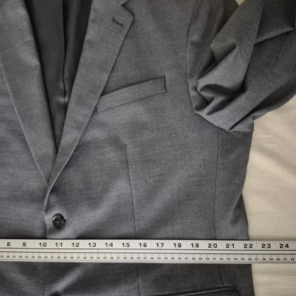 Banana Republic Mens 46R Slim Fit Sharkskin‎ Blazer Grey Sport Coat 532458